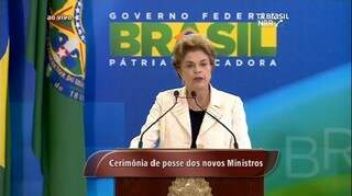 Presidente Dilma Rousseff, em discurso  na cerimônia de posse de Lula. (Foto: Reprodução Internet)