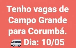 Corumbá é um dos destinos mais procurados na carona solidária. (Foto: Reprodução/Facebook)