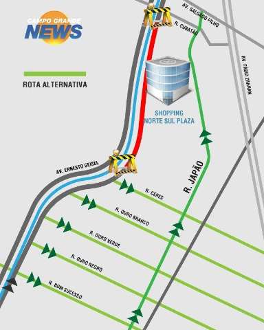 Interdi&ccedil;&atilde;o na avenida Ernesto Geisel altera trajetos de duas linhas de &ocirc;nibus