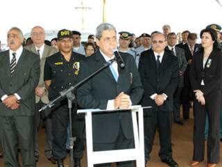 Governador André Puccinelli durante comemoração doa aniversário do DOF no ano passado. (Foto: Divulgação)
