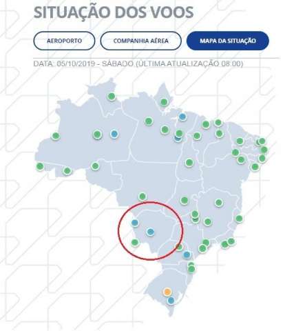 Aeroportos da Capital e Pantanal operam por instrumentos nesta manh&atilde;