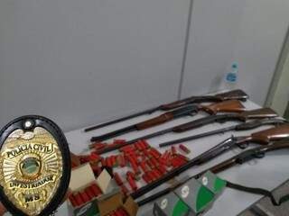 Espingardas e munições apreendidas (Foto: Divulgação/ Polícia Civil)