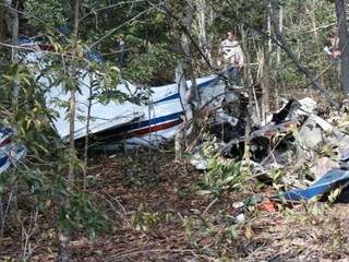 Avião caiu na manhã de ontem em uma área de mata próximo ao aeroporto Santa Maria. (Foto: Henrique Kawaminami)