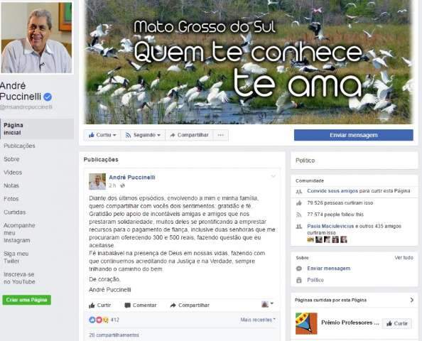 Puccinelli fala em gratid&atilde;o e f&eacute; nas redes sociais e recebe apoio de internautas
