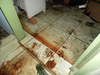 Marcas de sangue ficaram pelos cômodos da casa. (Foto: Site Eu Conto Tudo do MS)
