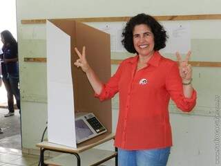 Márcia Moura votou nesta manhã e confia na reeleição. (Foto: Rádio Caçula)