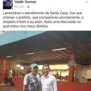 Vereador procura prefeito para que rapaz fosse atendido na Santa Casa