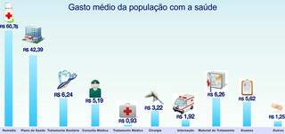 Gráfico mostra as despesas dos sul-mato-grossenses com saúde. (Imagem: Helmar Júnior)