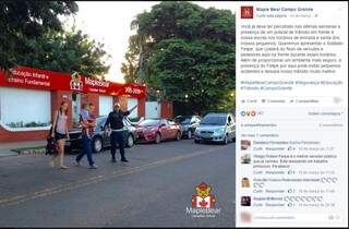 No Facebook, escola comemorou presença do soldado Felipe. (Foto: Reprodução Facebook)