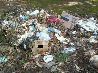 Há meses o lixo foi deixado em calçada de rua na Vila Carvalho.(Foto:Direto das Ruas)