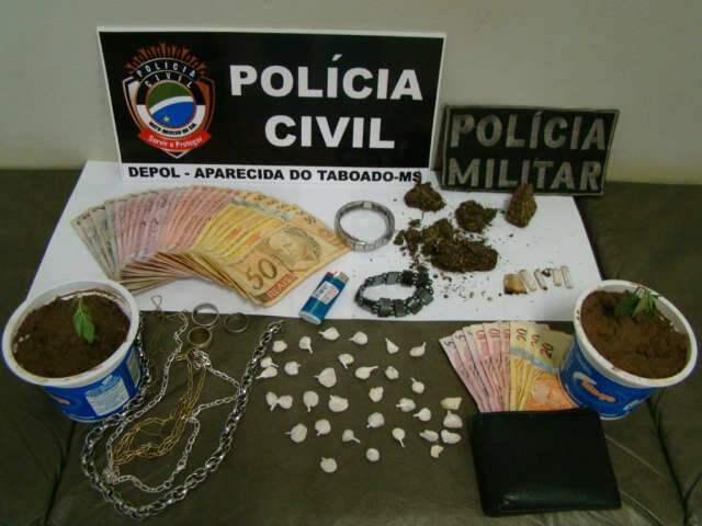 Pol&iacute;cias civil e militar prenderam 34 por tr&aacute;fico de drogas em Aparecida do Taboado neste ano