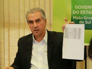 Governador mostrou documentos durante entrevista (Foto: Marcos Ermínio)