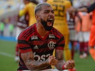 Jogador comemorando durante partida na final do Carioca (Foto: Alexandre Vidal/Flamengo)