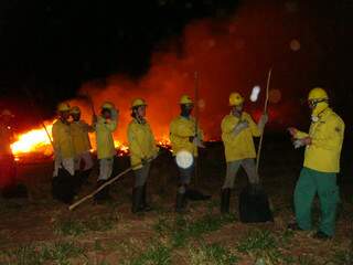 Atuação de brigadistas do Prevfogo do Ibama em queimada na área rural de Costa Rica (foto: divulgação)