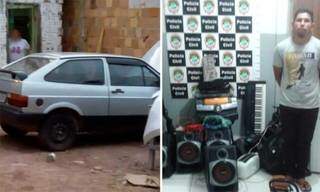 Veículo e outros objetos roubados da vítima após o crime. (Foto: Diário Corumbaense) 