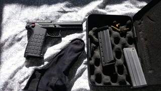 Uma das pistolas que foi encontrada na casa de Sidinei  (Foto: divulgação/Polícia Federal) 
