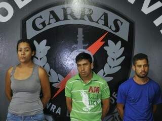 Kátia, Elpídio e Josian, presos apontados como responsáveis pela morte do ex-vereador Alceu Bueno (Foto: Alcides Neto)