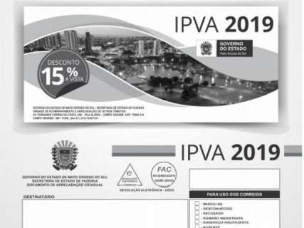 Governo de MS inicia entrega de 1,5 milhão de boletos do IPVA-2019