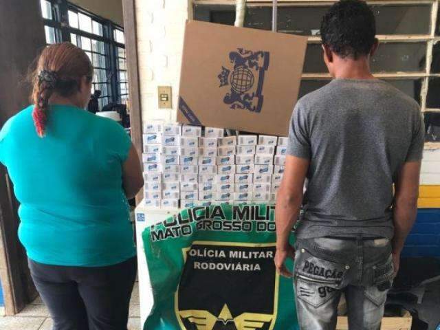 Durante curso na MS-164, policiais apreendem cigarros em abordagem 