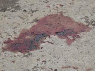 Hoje de manhã ainda era possível ver manchas de sangue na Rua Dom Pasquale, no Conjunto Residencial Estrela do Sul. Lá, Antônio foi morto a golpes de faca.  (Foto: Fernandes Antunes) 