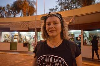 Michely Prado é professora e digital influencer e conheceu a Praça dos Imigrantes  (Foto: Alana Portela)