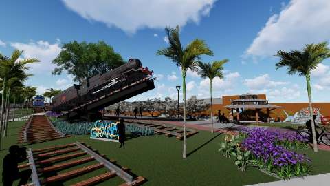 Locomotiva de 20 toneladas está pronta para renovar trecho da Orla Ferroviária