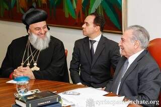 Patriarca e presidente durante encontro na semana passada (Foto: Igreja Sirian Ortodoxa/Divulgação)