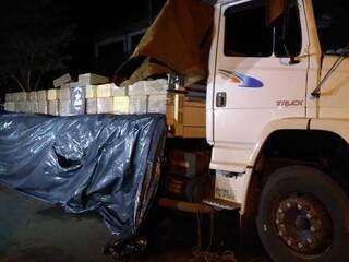 Droga foi descoberta em caminhão, abordado em rodovia paranaense na tarde desta segunda-feira (19). (Foto: Divulgação/DOF)