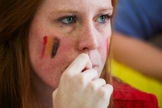 A jovem belga Julie Hardeel, durante o jogo que eliminou a Bélgica nesta terça-feira (Fernando Antunes)