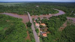 Nível do rio Miranda atinge 7,52 nesta terça-feira (8). (Foto: Ronaldo Martins)