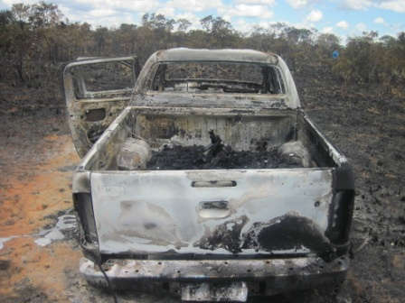  Identificado terceiro corpo carbonizado em caminhonete na fronteira