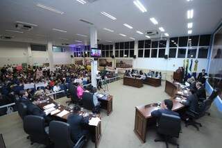 Plenário da Câmara de Dourados, que faz primeira sessão do semestre hoje à noite (Foto: Divulgação)