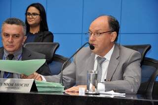 Deputado Junior Mochi (MDB), durante sessão na Assembleia (Foto: Luciana Nassar/ALMS)