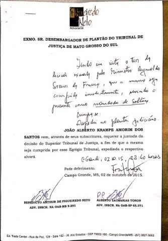 Sistema trava e desembargador emite alvar&aacute; de soltura de Amorim &agrave; m&atilde;o