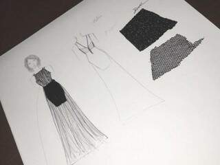 Desenho do vestido. (Foto: Arquivo Pessoal)