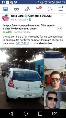 Motorista desaparece ao fazer corrida para o S&atilde;o Conrado e fam&iacute;lia pede ajuda 