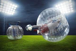 Foto publicitária do futebol na bolha.