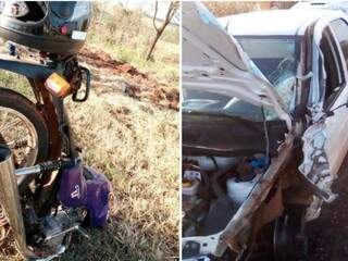 Com o impacto, parte da motocicleta ficou destruída (Foto: Tanamídianaviraí)