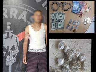 Suspeito foi apreendido com droga e dinheiro (Foto: Divulgação)