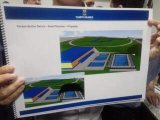 Prévia de projeto técnico da piscina olímpica do Parque Ayrton Senna (Foto: Leonardo Rocha)