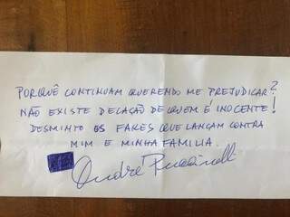 Ex-governador assinou bilhete negando delação de Beth Puccinelli e criticando &quot;fakes&quot;. (Foto: MDB/Divulgação)