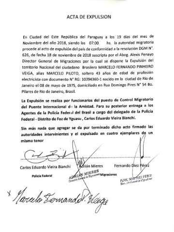 Expulso do Paraguai, Marcelo Piloto &eacute; entregue &agrave; pol&iacute;cia brasileira