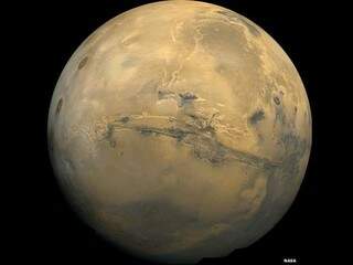 Imagem de Marte, vizinho da nossa Terra, mais conhecido como o planeta vermelho (Foto: Nasa/Divulgação)