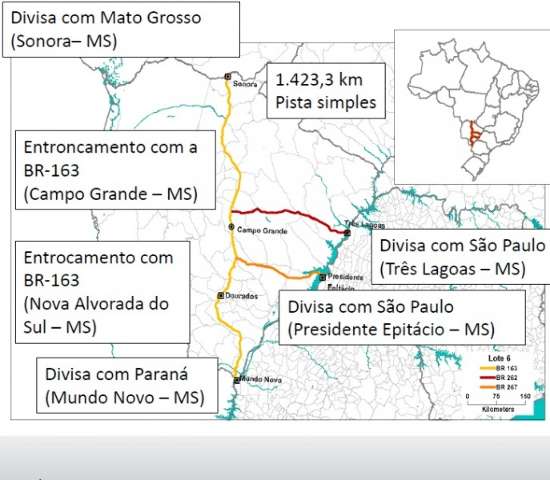 Decreto libera privatiza&ccedil;&atilde;o de trecho da BR-262 em Mato Grosso do Sul