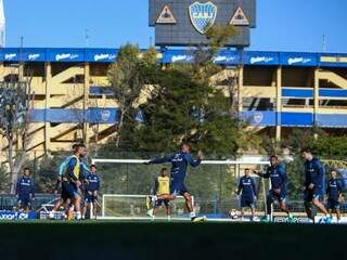 Jogadores do Grêmio finalizaram preparação no complexo esportivo do Boca (Foto: Lucas Uebel/Grêmio FBPA)