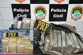 Droga foi encontrada em mochila e duas malas. (Foto: Maikon Leal/Coxim Agora)