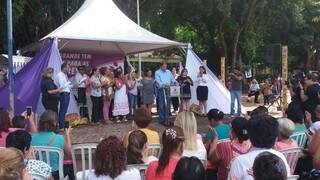 Prefeito da Capital, Alcides Bernal (PP), em evento de lançamento de ações para as mulheres. (Foto: Antonio Marques)