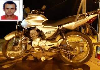 Foto do motociclista que morreu em acidente e da moto que ele conduzia (Foto: Tá na Mídia Naviraí)