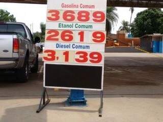 Em Ribas do Rio Pardo, o valor mais caro pago pela gasolina é de R$ 3,68. (Foto: Rio Pardo News)