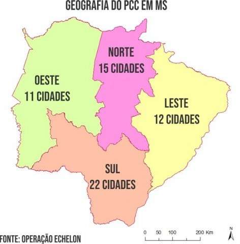 No mapa do PCC, MS &eacute; um dos estados onde fac&ccedil;&atilde;o domina o crime